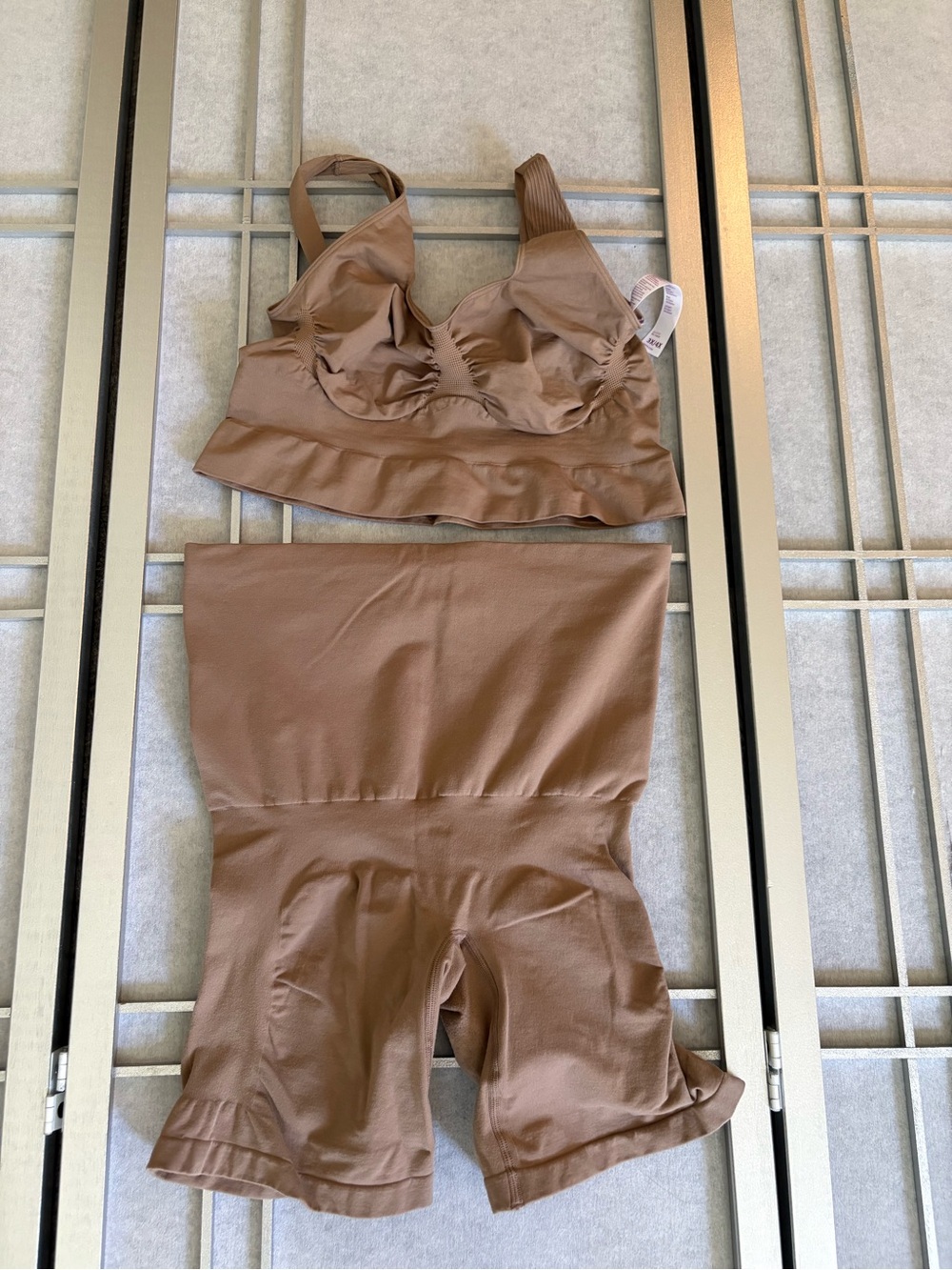 YITTY Taupe Wireless Bralette & High-Waist Shaping Shorts